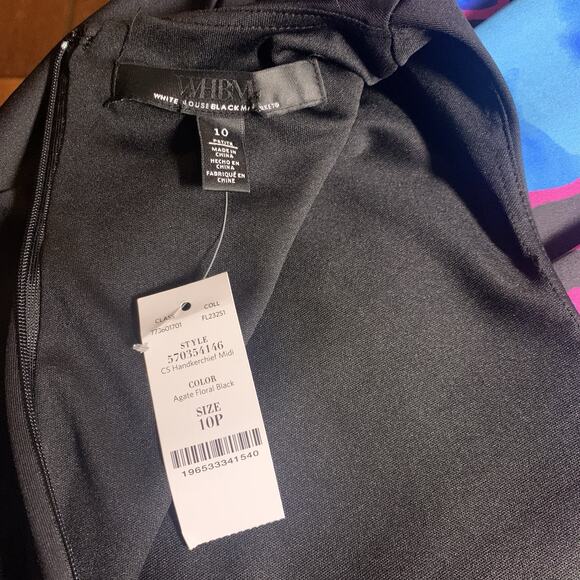 WHBM Dress NWT Women's Size 10 Petite Handkerchief-Hem Midi Electric Floral - Picture 4 of 8